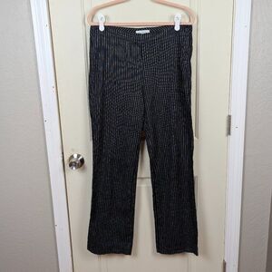 Sundance | Sierra Straight Leg Pinstripe Linen Cotton Pants Black White Size 8